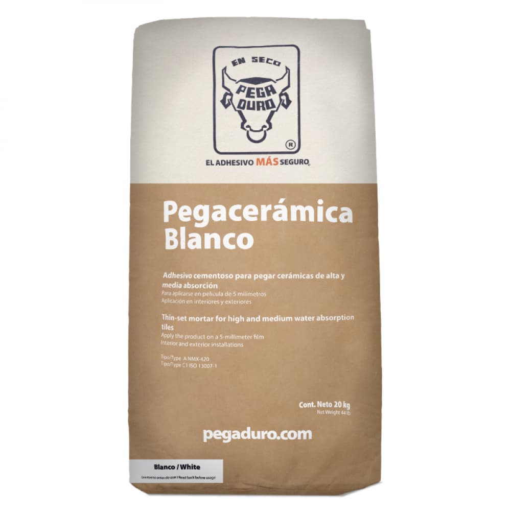 Cemento cola pegaceramica blanco Pegaduro (20 kg / 44 lb) - Miniatura 1