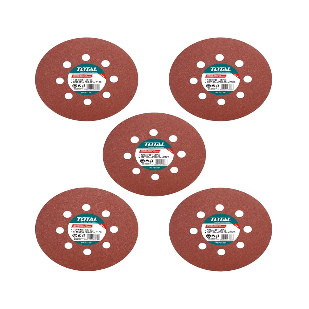 Hoja de lija para lijadora orbital aleatoria TAC731251 Total Tools (5 U) - Imagen 1