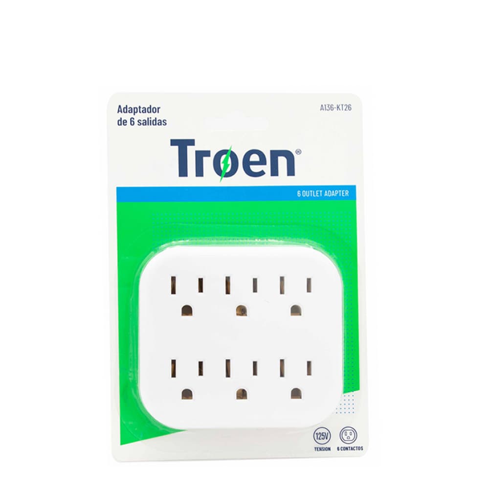 Adaptador de 6 vías para enchufe - tomacorriente - 125 V Troen - Imagen 1