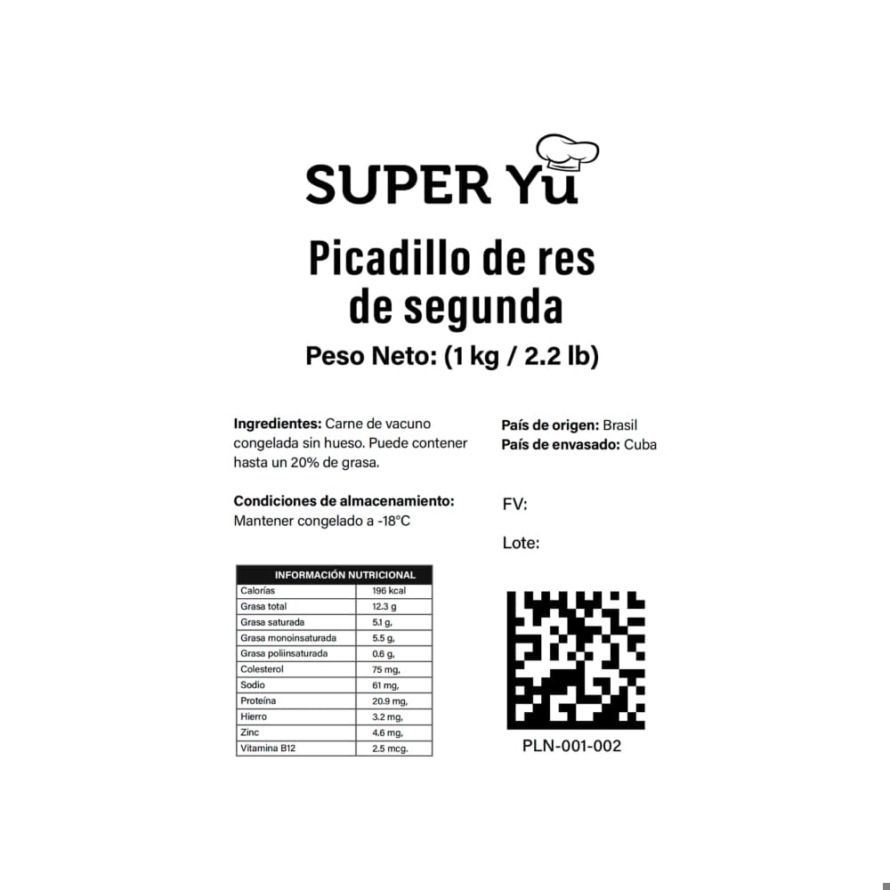 Picadillo de res de segunda Super Yu (1 kg / 2.2 lb) - Miniatura 2