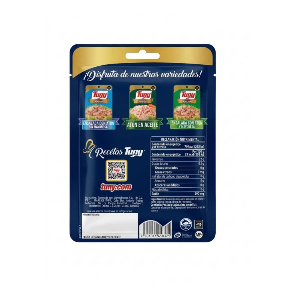 Atún aleta amarilla en trozos en agua Tuny (75 g / 2.64 oz) - Miniatura 2