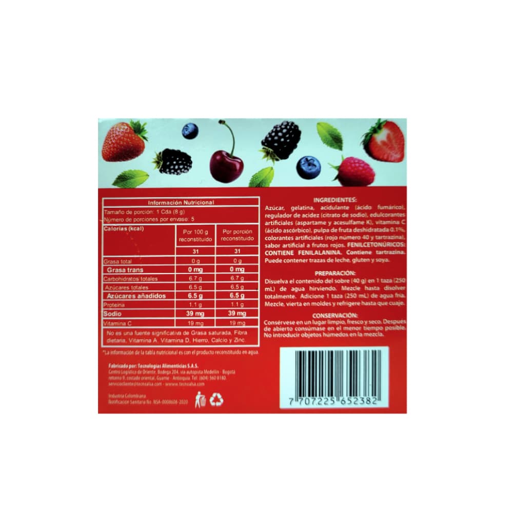 Gelatina sabor a frutos rojos Boom (40 g / 1.4 oz) - Miniatura 2