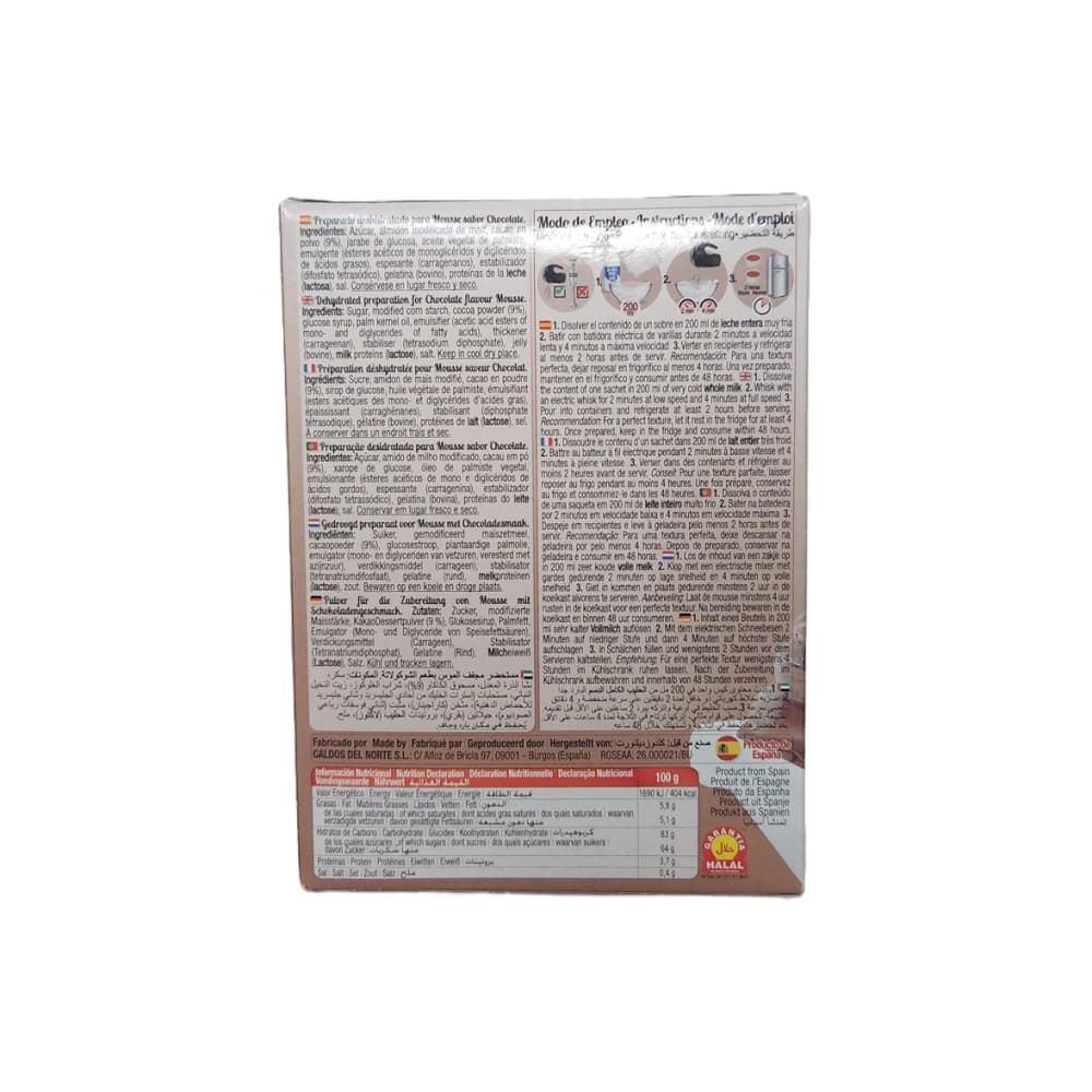 Preparado deshidratado para mousse sabor chocolate Calnort (140 g / 4.94 oz) - Miniatura 2