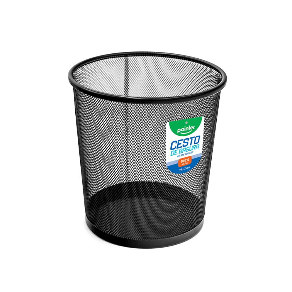 Cesto metálico para basura color negro Pointer - Imagen 1