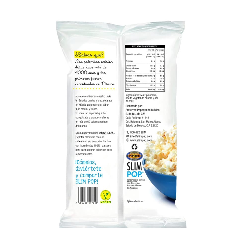 Palomitas de maíz para microondas sabor natural Slim Pop (18 g) - Miniatura 2