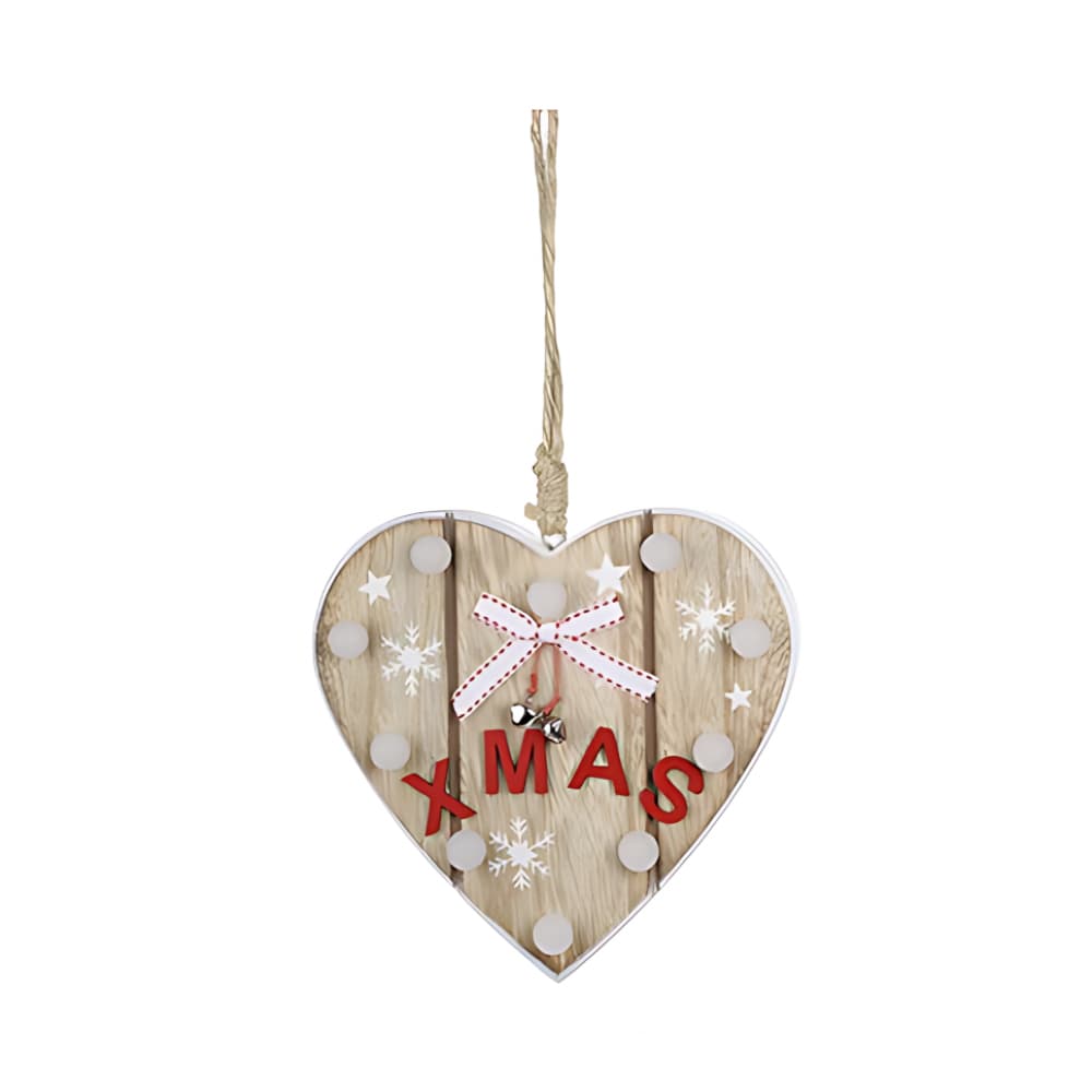 Colgante de madera en forma de corazón con luces - Imagen 1
