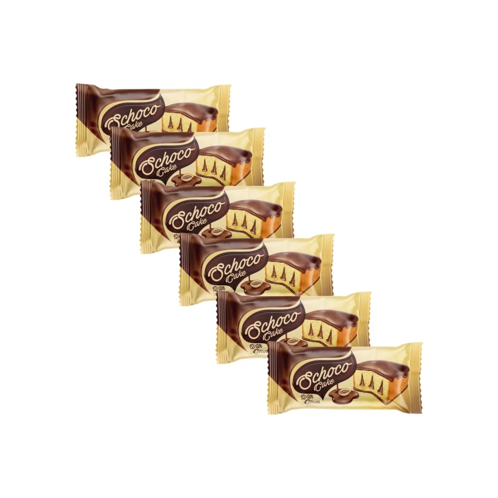Pastel relleno con salsa de cacao cubierto de chocolate con leche Schoco Cake Ani (6 x 40 g / 1.41 oz) - Imagen 1