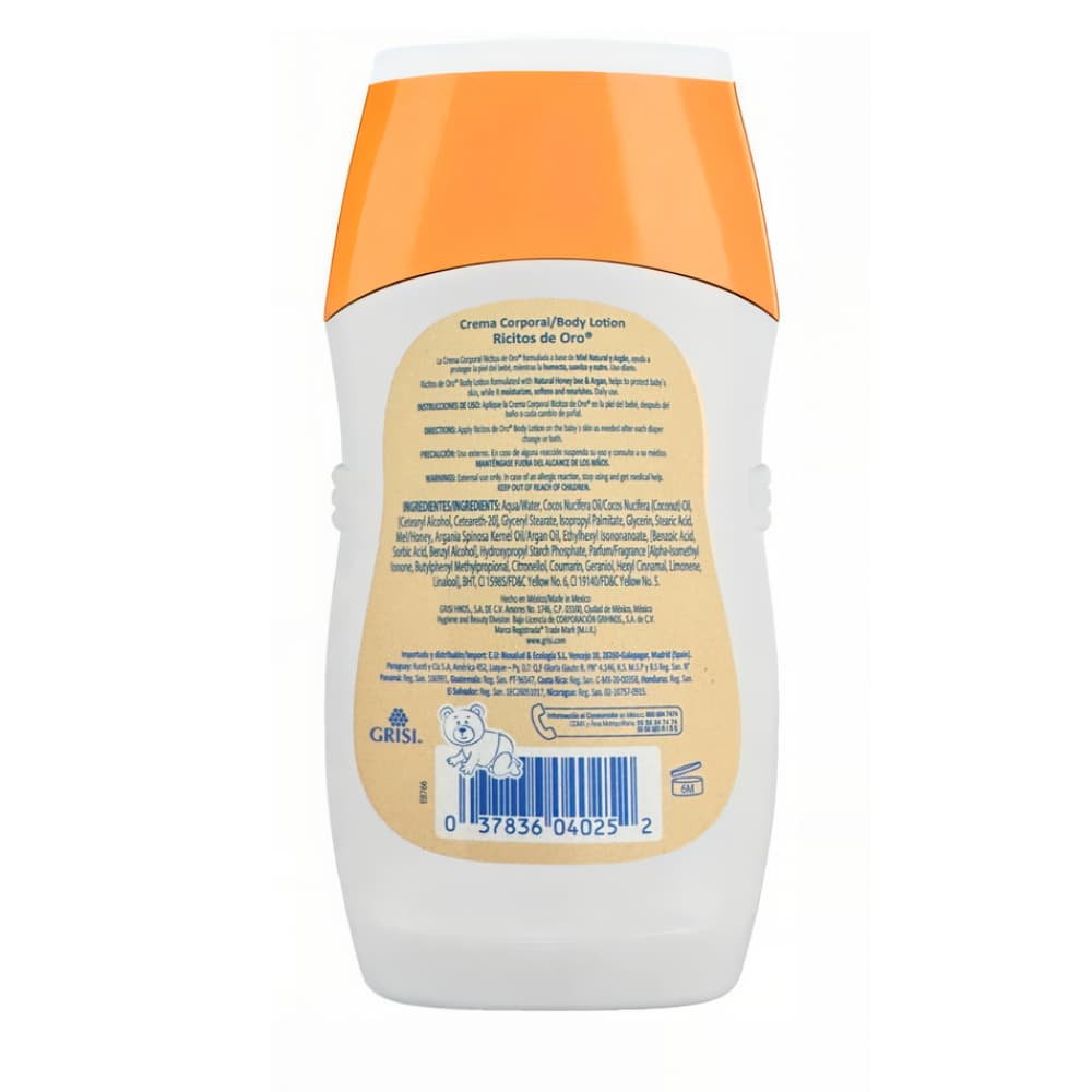 Crema corporal para bebé miel y argán Ricitos de Oro (250 ml / 8.4 fl oz) - Miniatura 2