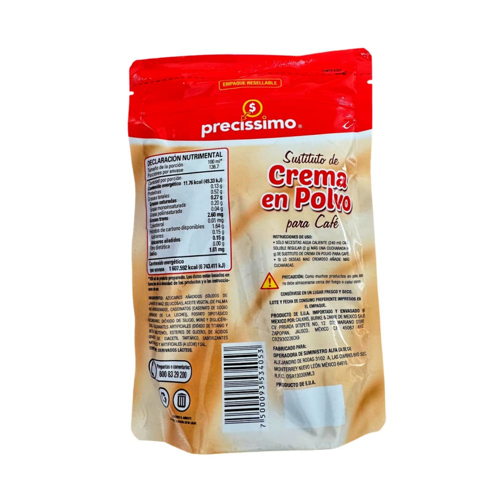 Sustituto de crema en polvo para café Precissimo (227 g / 8.01 oz) - Miniatura 2