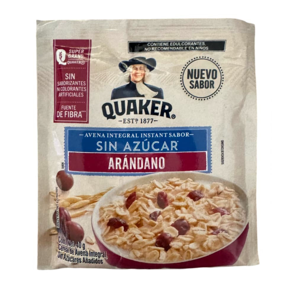 Avena integral sin azúcar sabor arándanos Quaker (40 g / 1.41 oz) - Imagen 1