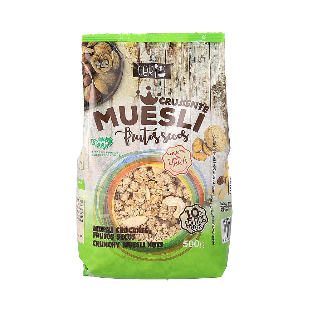 Cereal Muesli crujiente de frutos secos Ceridés (500 g / 1.1 lb) - Imagen 1
