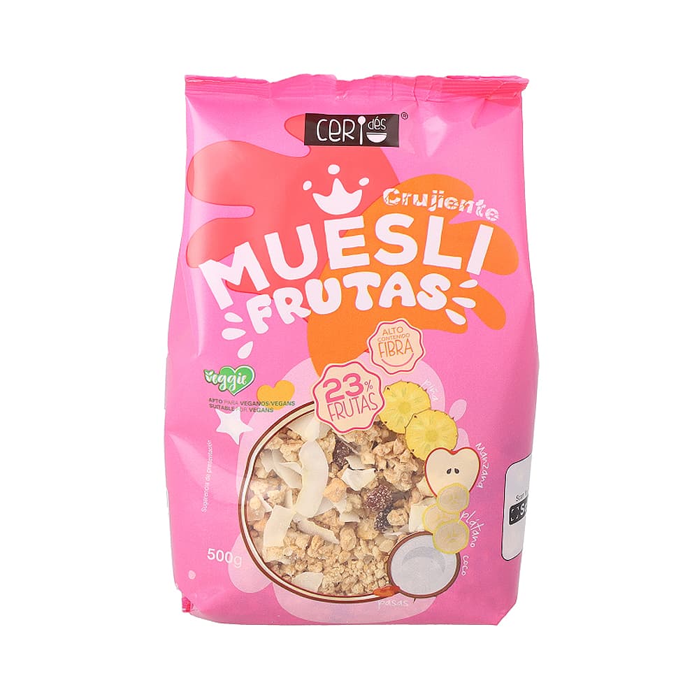 Cereal Muesli crujiente de frutas Ceridés (500 g / 1.1 lb) - Imagen 1
