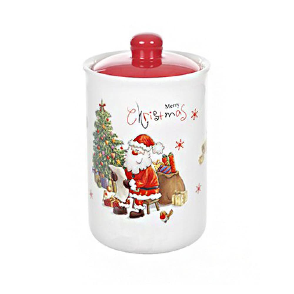Recipiente navideño de cerámica decorada con Papá Noel Casa y Menaje - Imagen 1