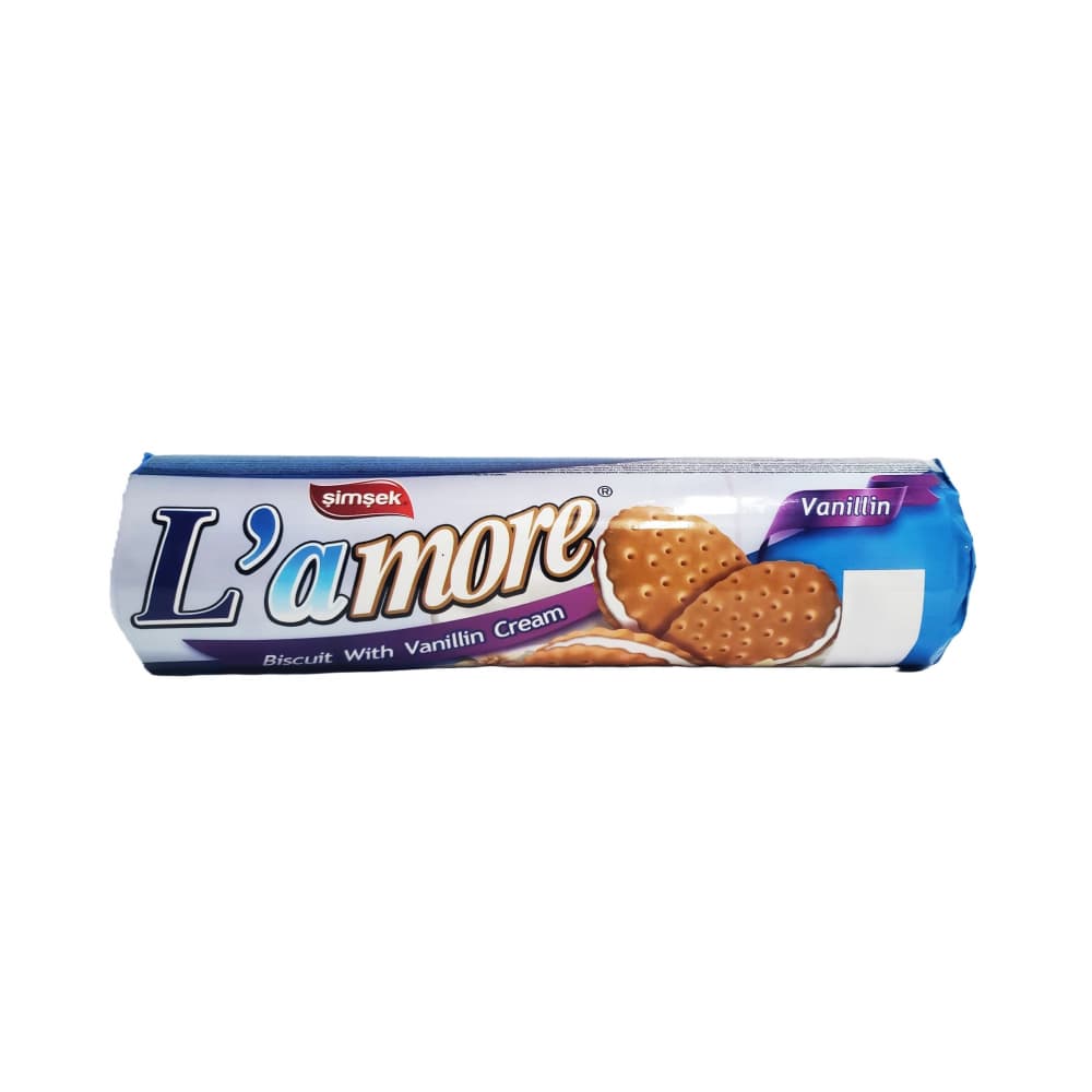 Galletas sádwich con crema sabor vainilla L'amore Simsek (150 g / 5.29 oz) - Imagen 1