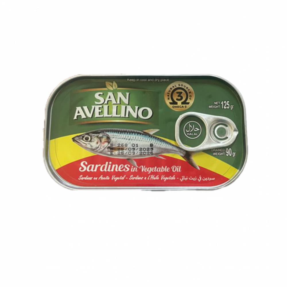Sardinas en aceite vegetal San Avellino (125 g / 4.40 oz) - Imagen 1
