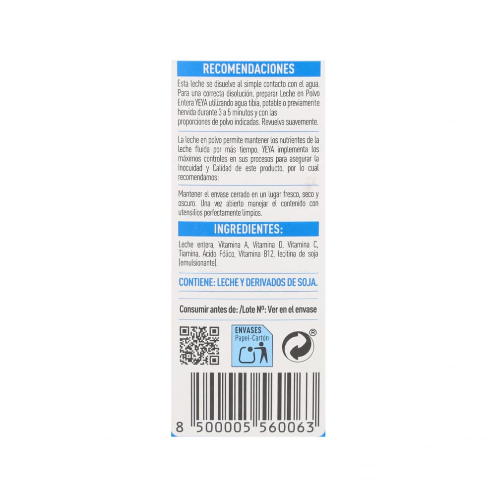 Leche en polvo entera YEYA (800 g / 1.76 lb) - Miniatura 3
