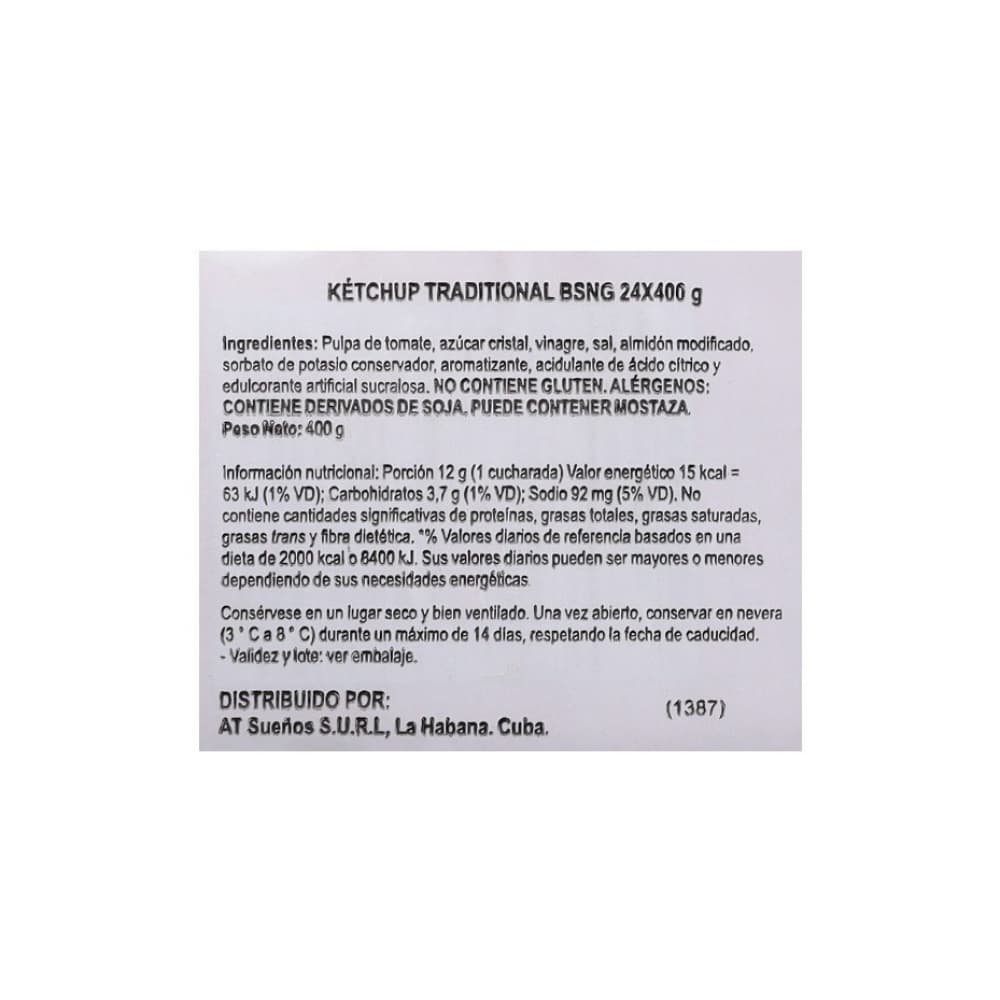 Kétchup tradicional Sofruta (400 g / 14.10 oz) - Miniatura 4