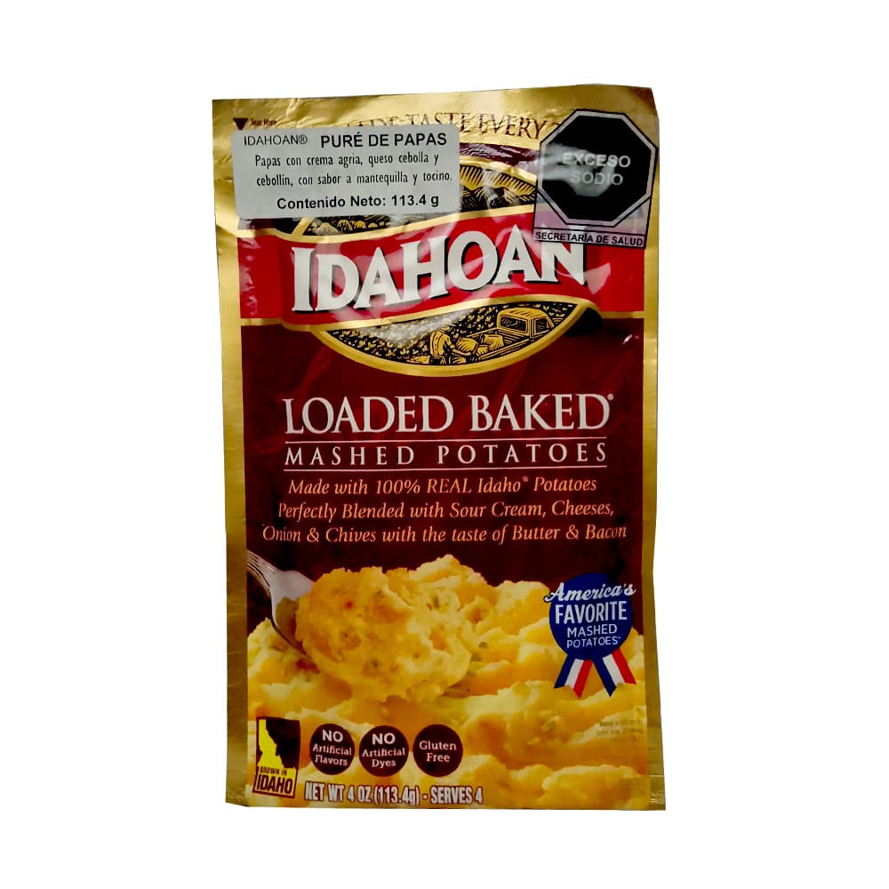 Puré de papas crema agria y cebollino, sabor mantequilla y tocino Idahoan (113.4 g / 4 oz) - Imagen 1