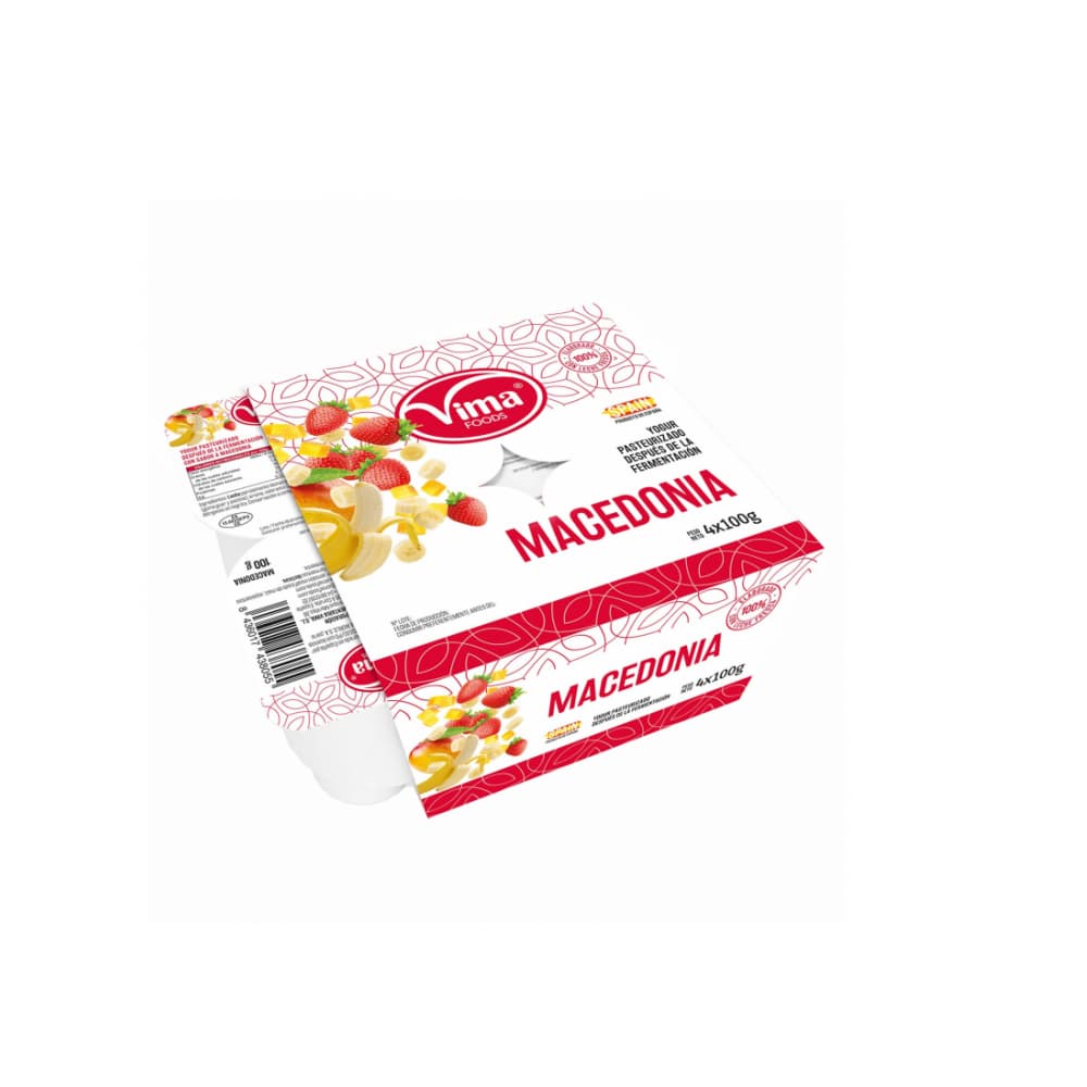 Yogurt pasteurizado de macedonia Vima Foods (4 x 100 g / 3.52 oz) - Miniatura 1