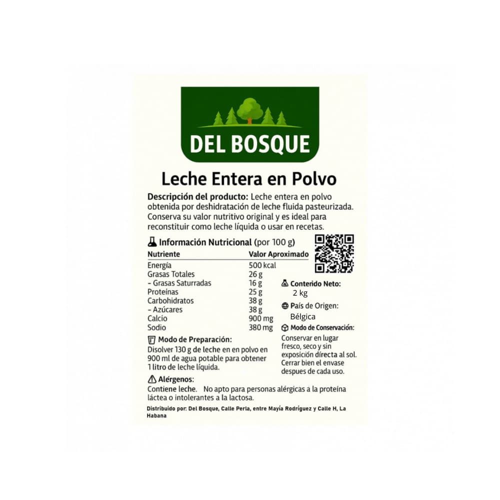 Leche en polvo entera Del Bosque (2 kg / 4.4 lb) - Miniatura 2