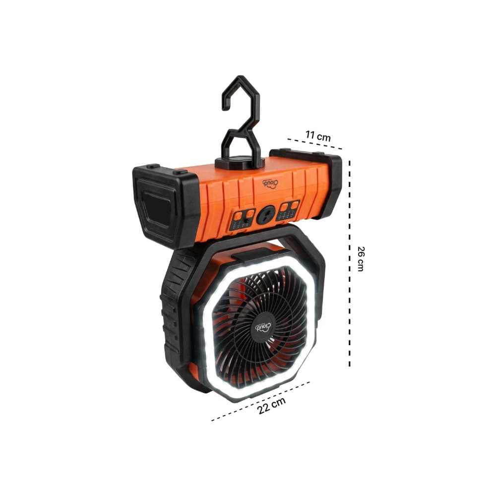 Ventilador recargable con luz LED color naranja Cloud F6 CEPFWS-B - Miniatura 2