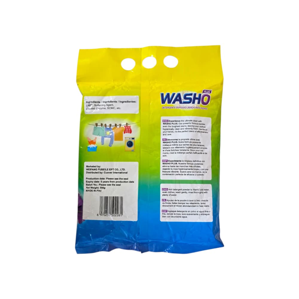 Detergente en polvo lavado inteligente Washo plus (500 g / 1.10 lb) - Miniatura 2