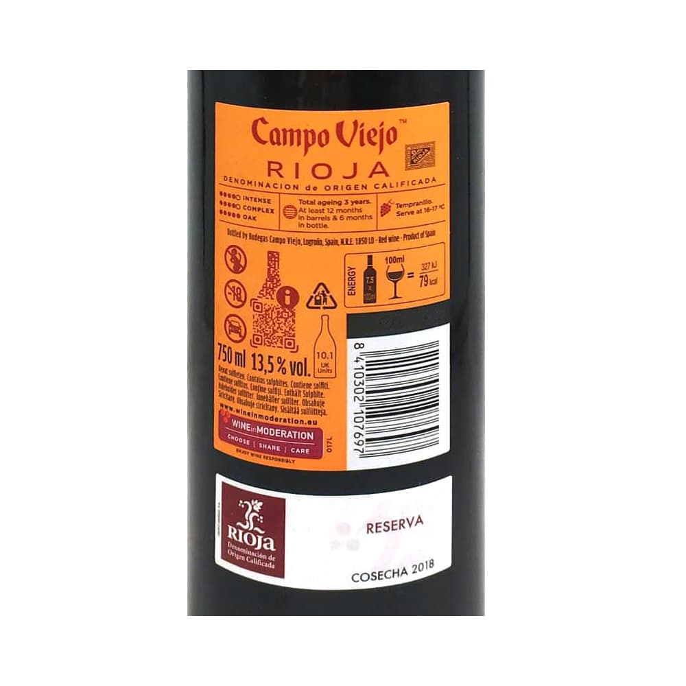 Vino tinto Rioja Reserva 2018 Campo Viejo (750 ml) - Miniatura 3