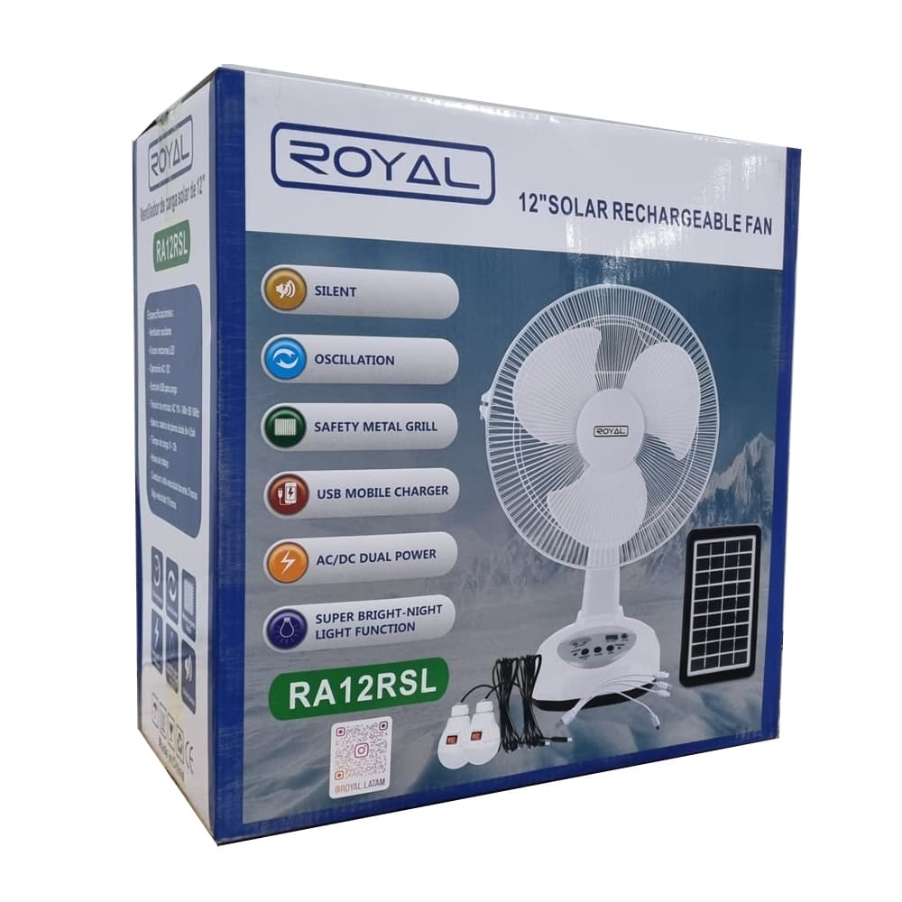 Ventilador blanco recargable 12" Royal RA12RSL - Miniatura 2