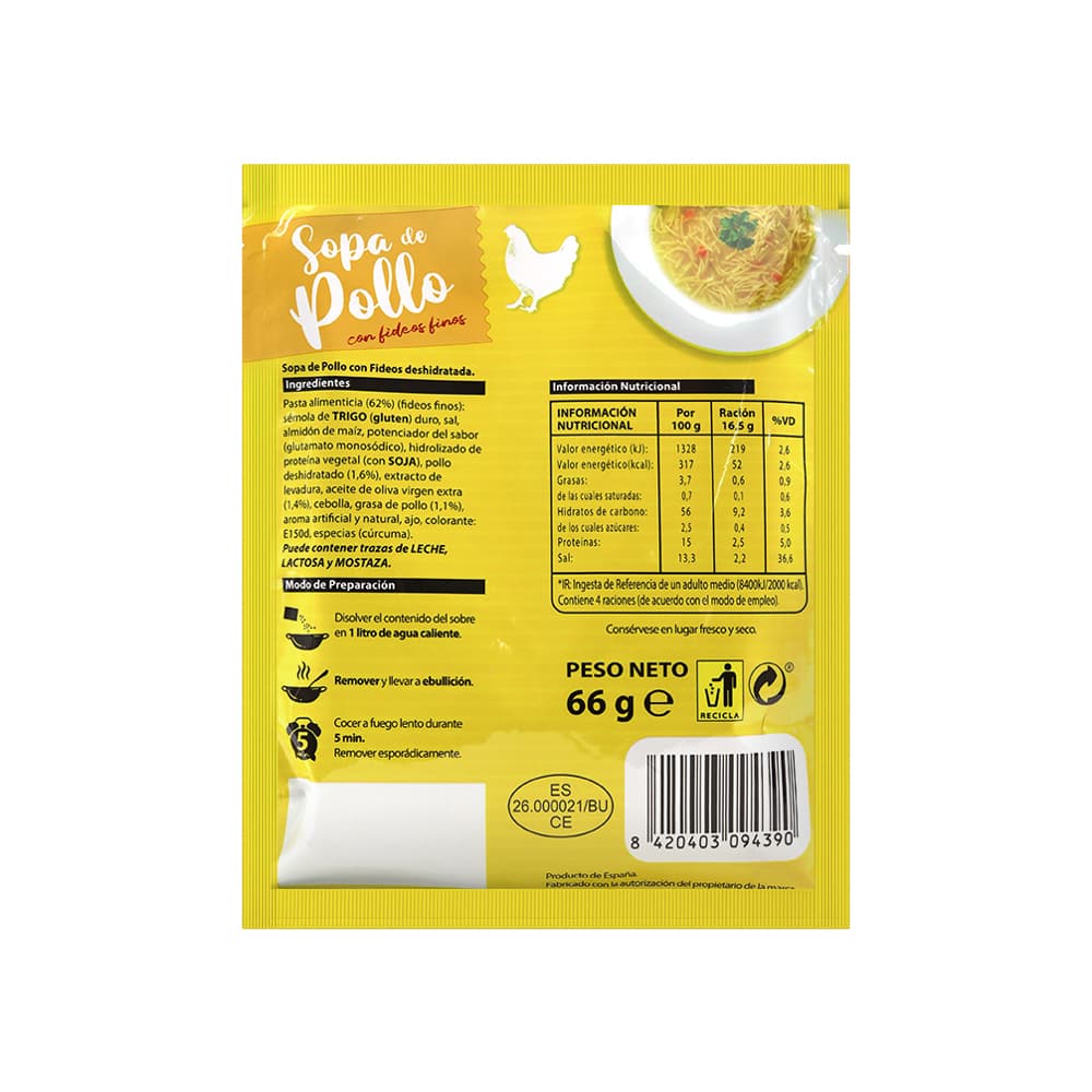 Sopa sabor pollo con fideos finos Aldaketa (66 g / 2.33 oz) - Miniatura 2