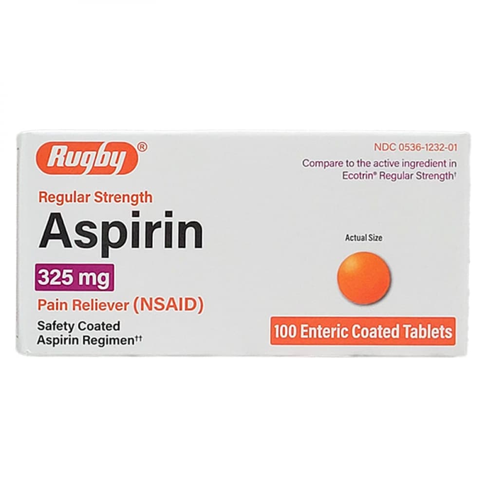 Aspirina. Ácido acetilsalicílico 325 mg Rugby (100 tabletas) - Imagen 1