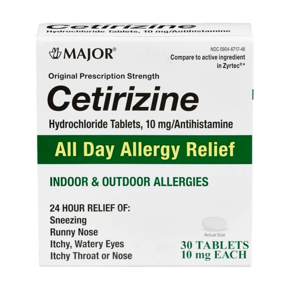 Clorhidrato de cetirizina 10 mg Major (30 tabletas) - Imagen 1