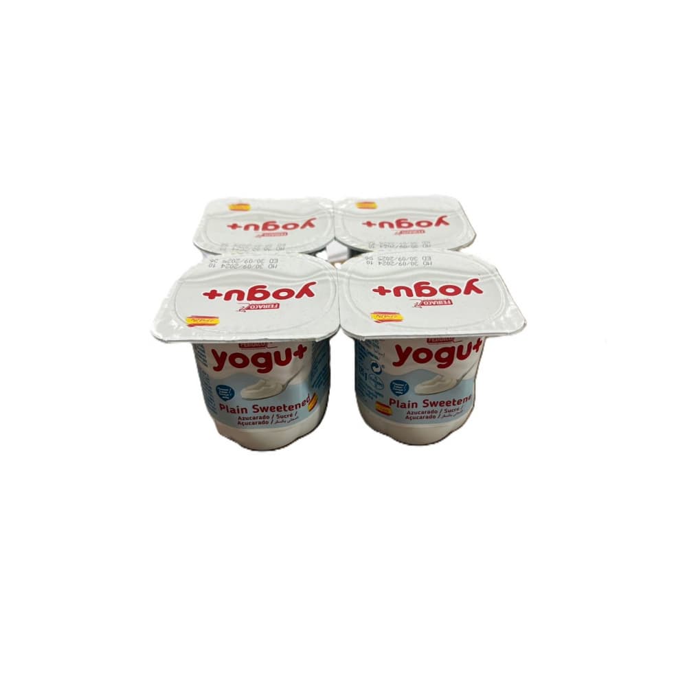 Yogurt pasteurizado sabor natural azucarado Yogu+ Feiraco (4 x 125 g / 4.41 oz) - Miniatura 1