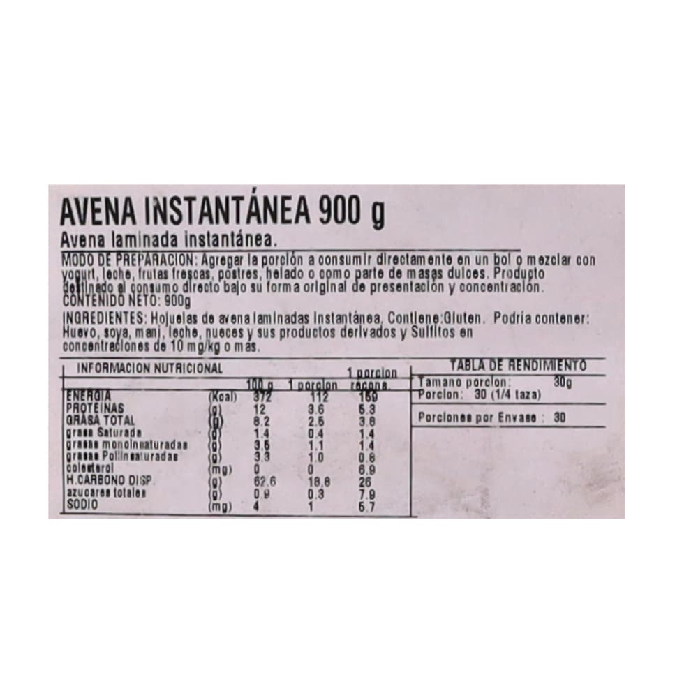 Avena instantánea Macro Food (900 g / 1.9 lb) - Miniatura 2