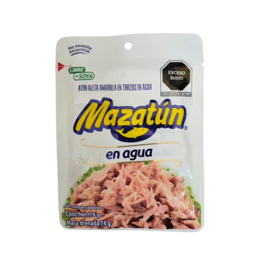 Atún aleta amarilla en trozos y en agua Mazatún (78 g / 2.7 oz) - Imagen 1