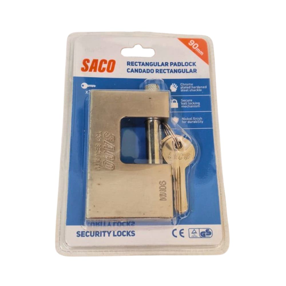Candado rectangular con tres llaves - 90 mm - Saco - Miniatura 1