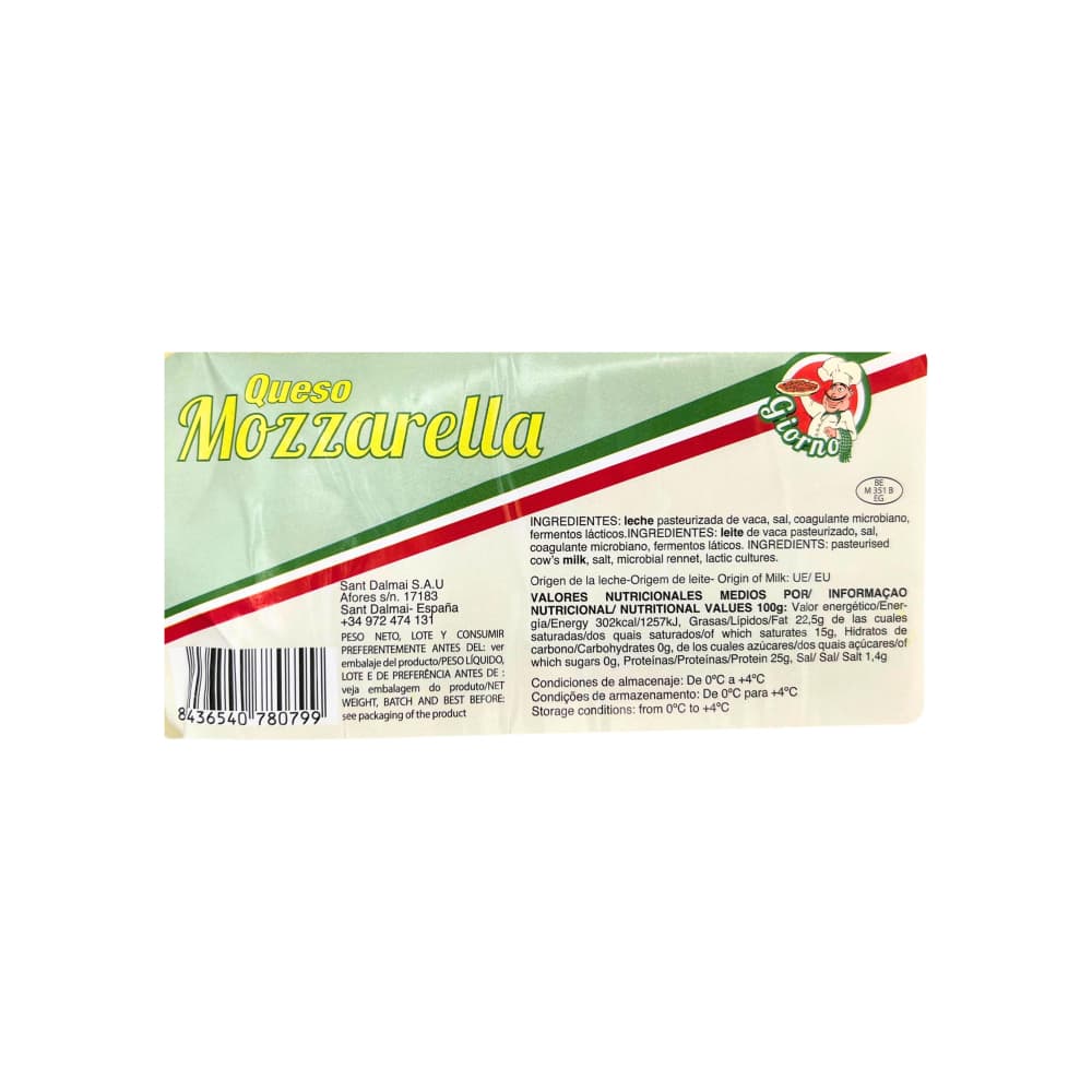 Queso Mozzarella Giorno (2.38 kg / 5.25 lb) - Miniatura 2