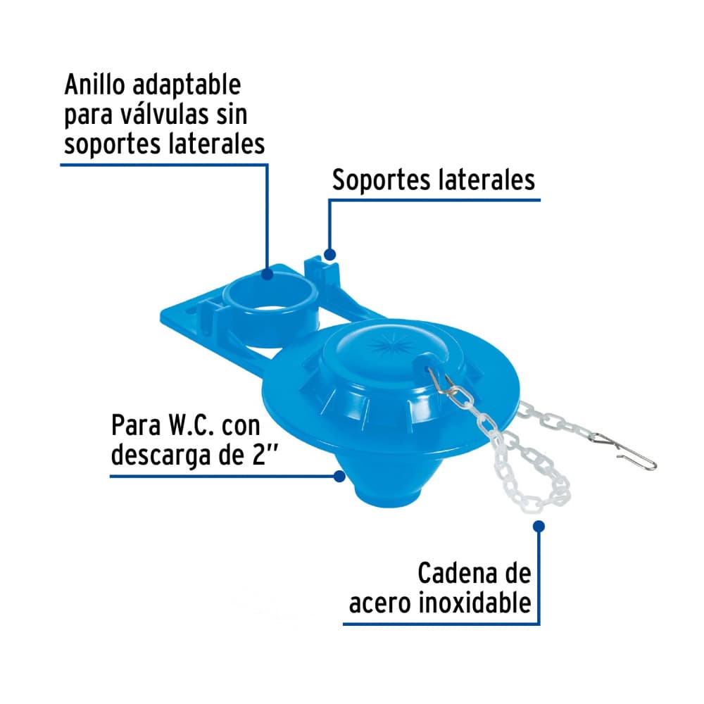 Sapo para Inodoro WC de 2" PVC con cadena plástica Foset SA-006 - Miniatura 2