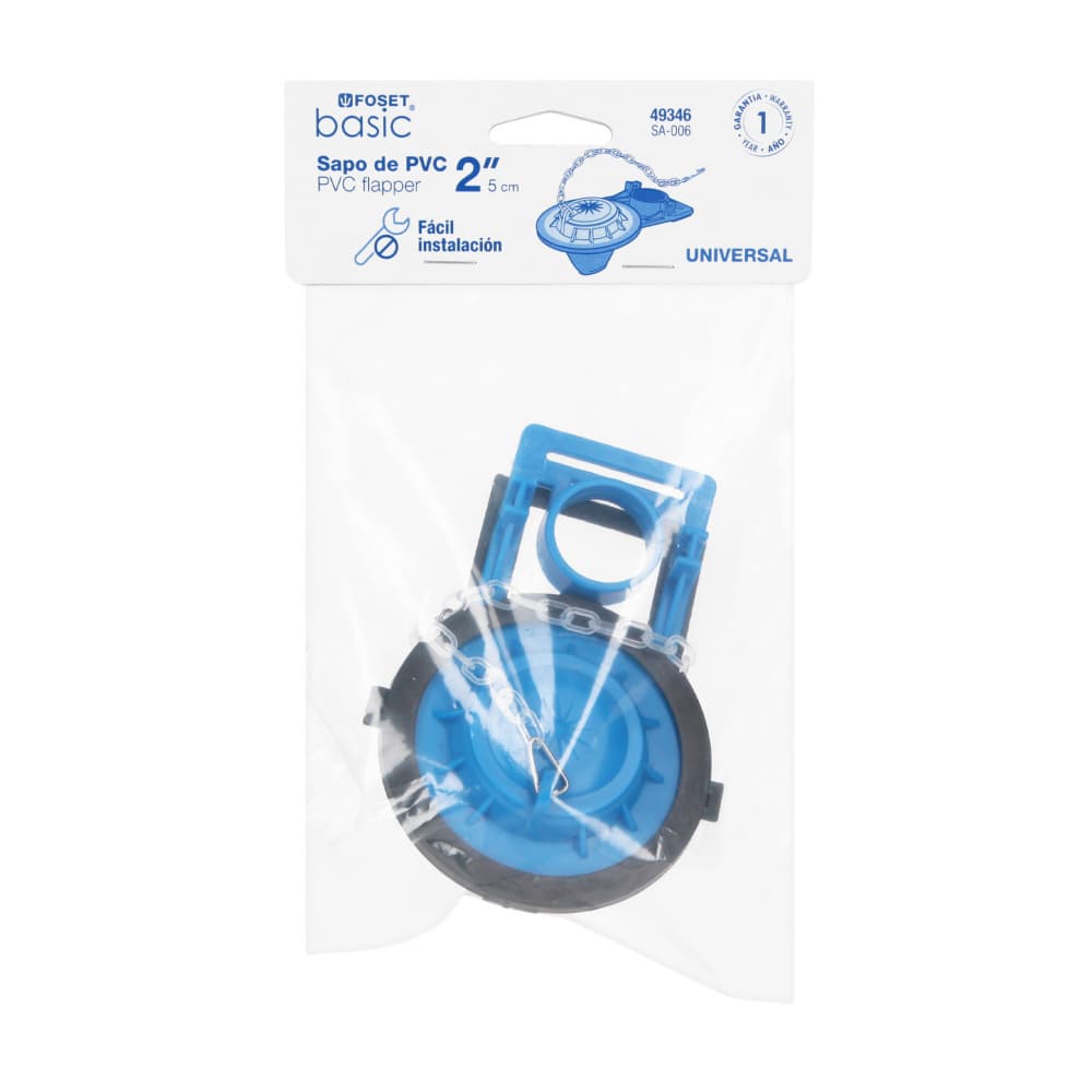 Sapo para Inodoro WC de 2" PVC con cadena plástica Foset SA-006 - Miniatura 3