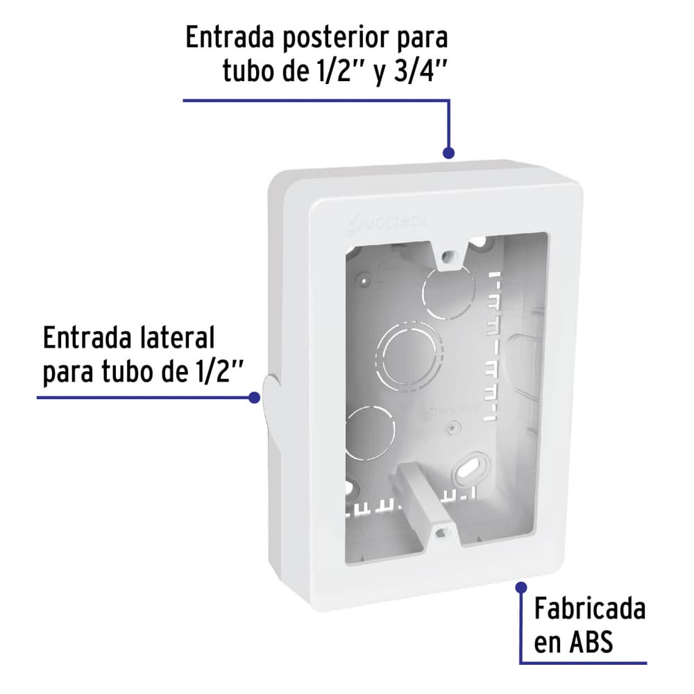 Caja de contactos para canaleta 3" x 5" blanca Volteck - Miniatura 3