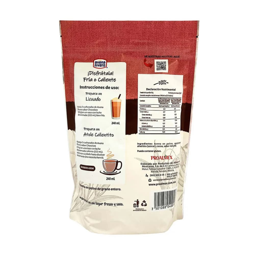 Avena en polvo sabor chocolate Avena Rivero (400 g / 14.11 oz) - Miniatura 2