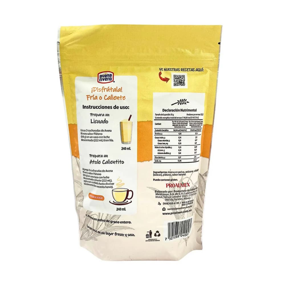 Avena en polvo sabor plátano Avena Rivero (400 g / 14.11 oz) - Miniatura 2