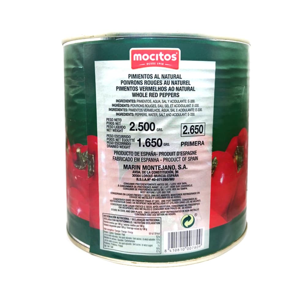 Pimientos al natural Mocitos (2.5 kg / 5.51 lb) - Miniatura 2