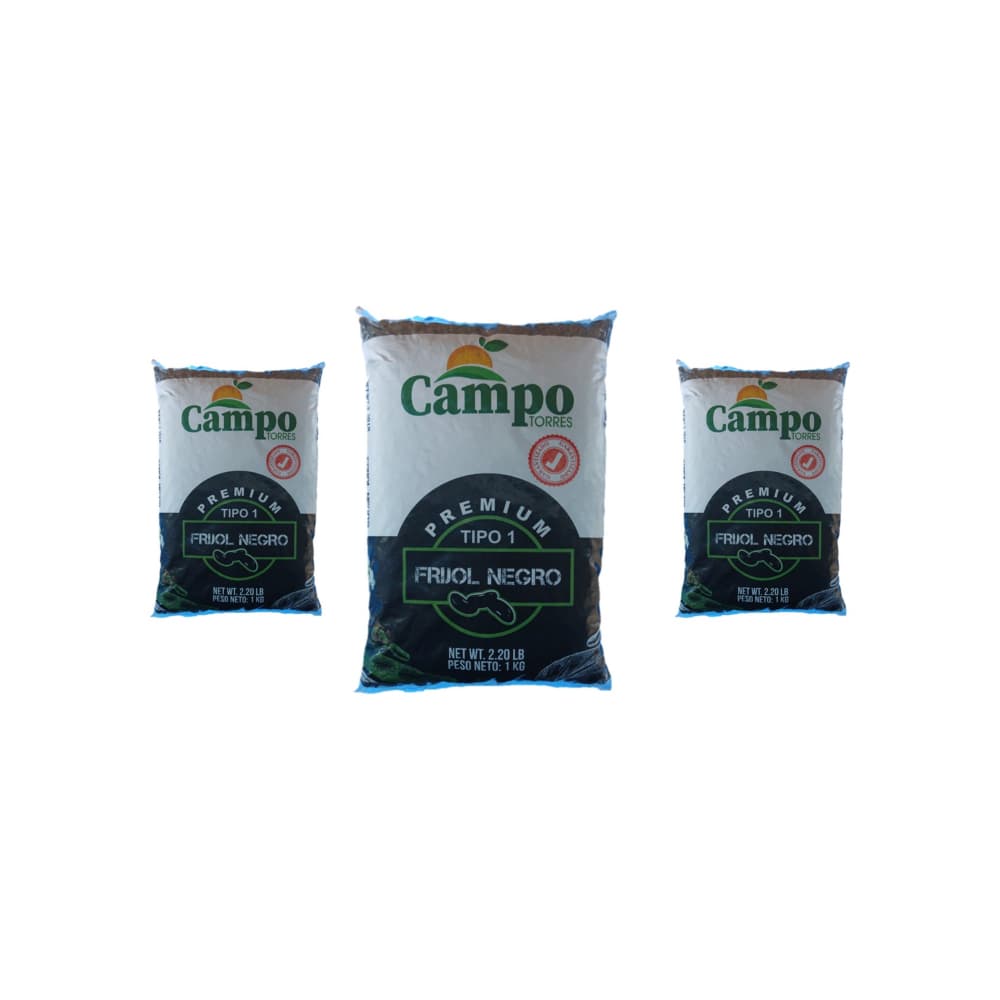 Frijol negro premium Campo Torres (3 x 1 kg / 2.2 lb) - Imagen 1