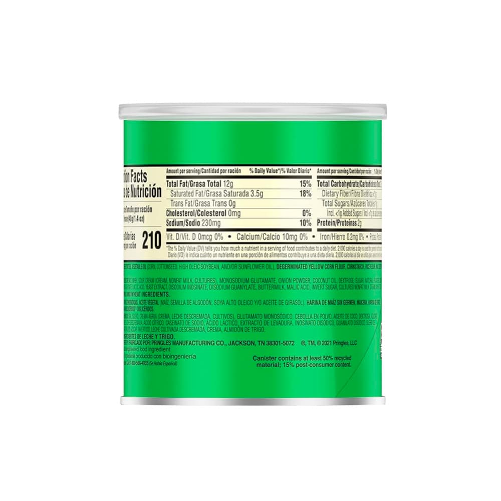 Papas sabor crema agria y cebolla Pringles (40 g / 1.41 oz) - Miniatura 2
