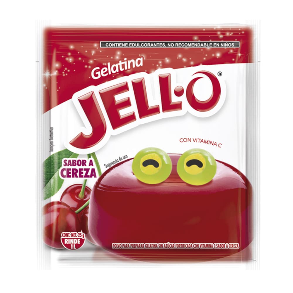 Gelatina sin azúcar fortificada con vitamina C sabor cereza Jell-O (25 g) - Imagen 1