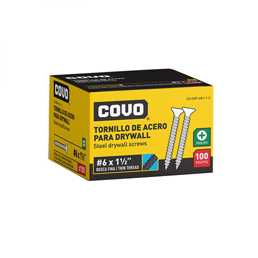 Caja de 100 tornillos de acero para drywall #6 x 1-1/2" Covo - Imagen 1