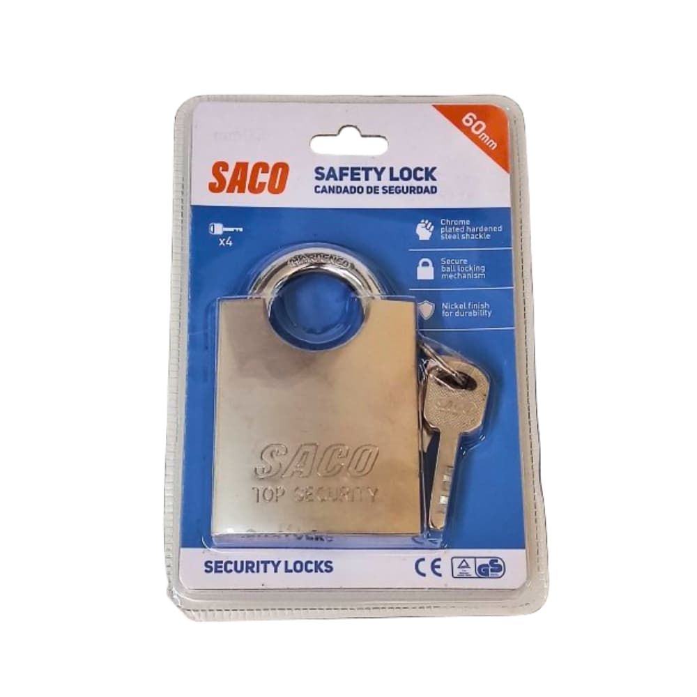 Candado de seguridad plateado - 60 mm - SACO - Miniatura 2