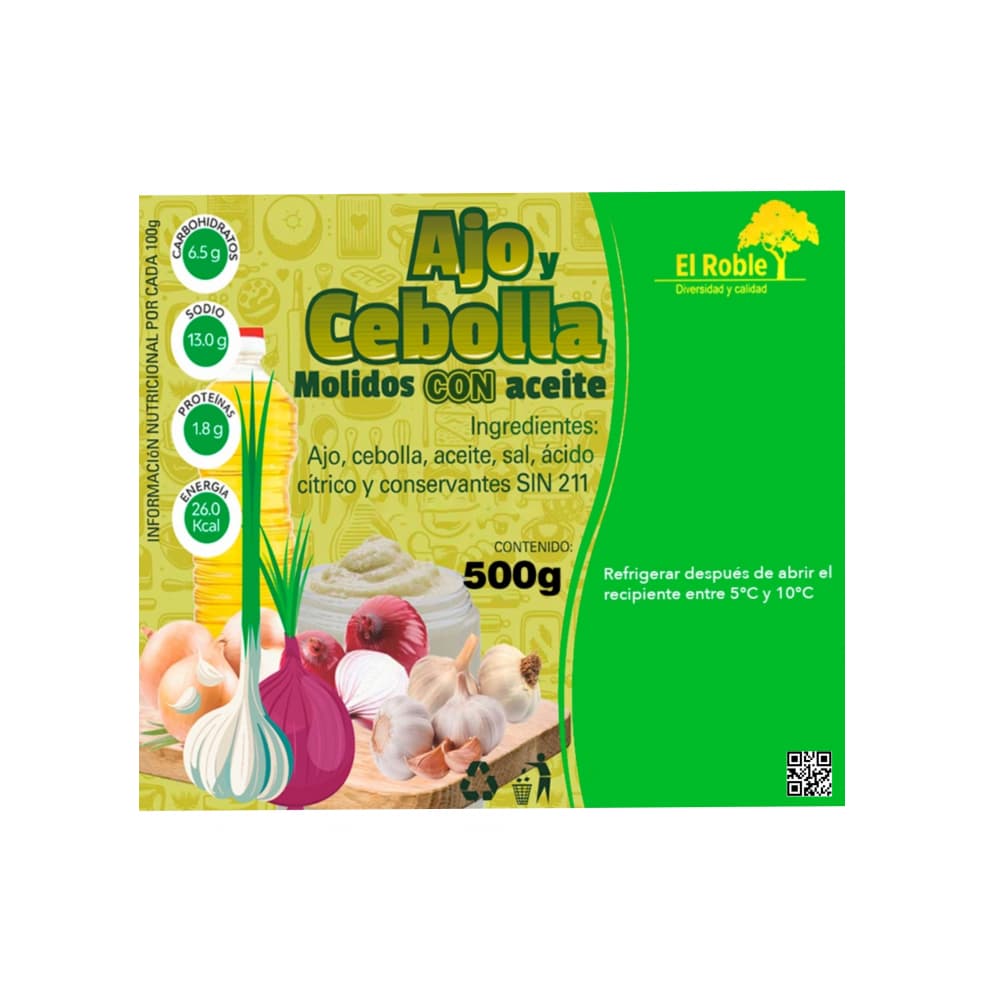 Ajo y cebolla molidos en aceite El Roble (500 g / 1.10 lb) - Miniatura 2
