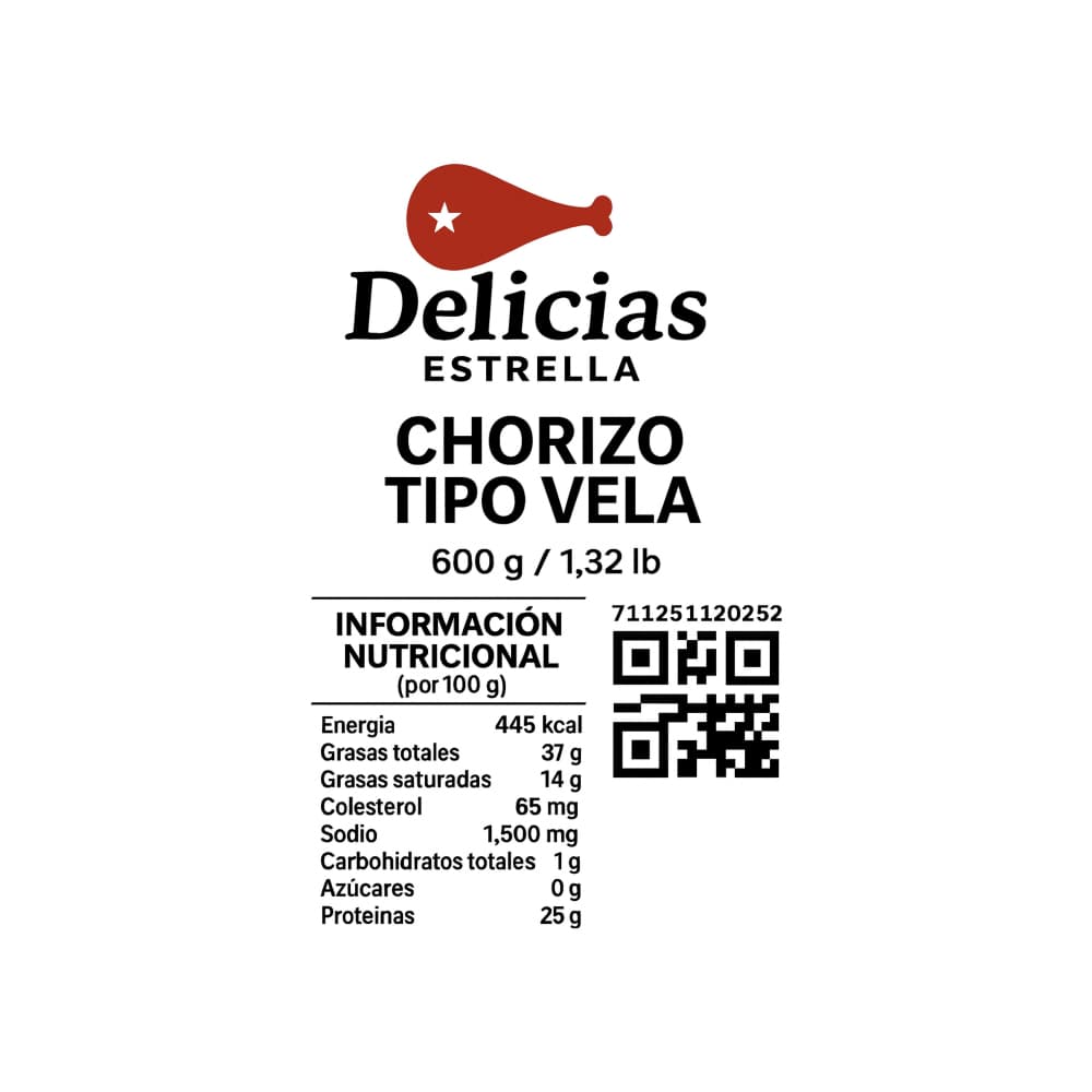Chorizo tipo vela Delicias Estrella (600 g / 1.32 lb) - Miniatura 3