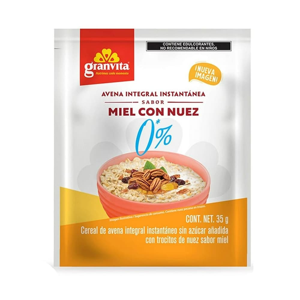 Avena integral instantánea sabor miel con nuez Granvita (35 g / 1.23 oz) - Imagen 1